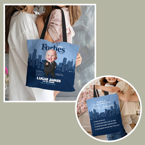 Personalized Baby Forbes Tote Bag – Custom Baby CEO Design | Funny Gift for Mom & Baby